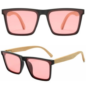 PC frame wood temple sunglasses