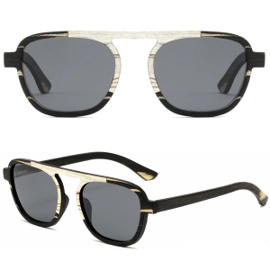 color-block wood sunglasses