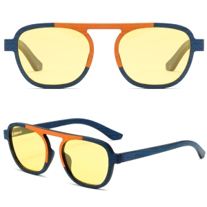 color-block wood sunglasses