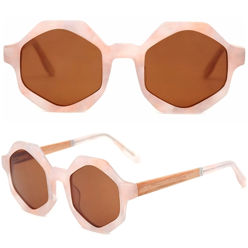 6008-C4 polygons acetate sunglasses mix wood temple