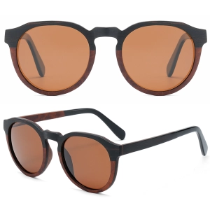 wooden frame acetate tips sunglasses